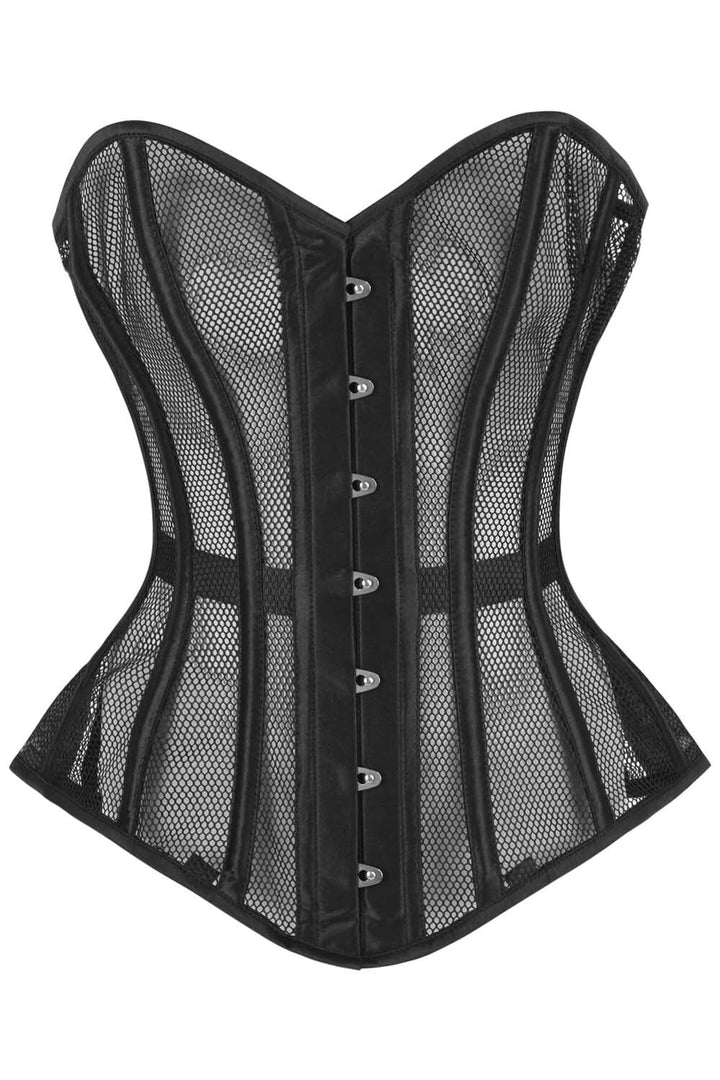 Midnight Black Navya Honeycomb Mesh Overbust Gothic Corset