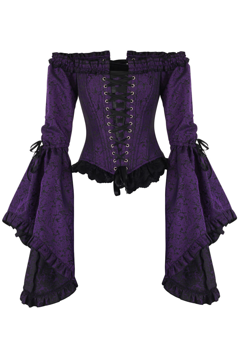 Deep Purple Yumiko Rococo Overbust Off Shoulder Corset | LUXE NOIR