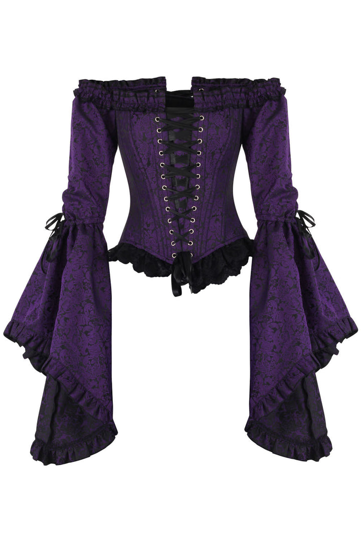 Deep Purple Yumiko Rococo Overbust Off Shoulder Corset | LUXE NOIR