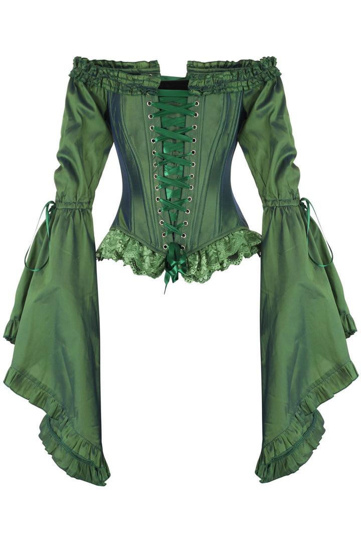 Emerald Yumiko Rococo Overbust Off Shoulder Corset | LUXE NOIR