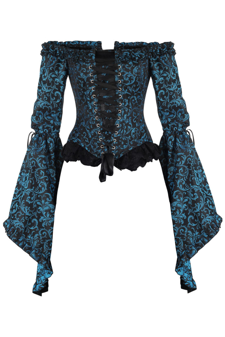 Turquoise Yumiko Rococo Overbust Off Shoulder Corset | LUXE NOIR