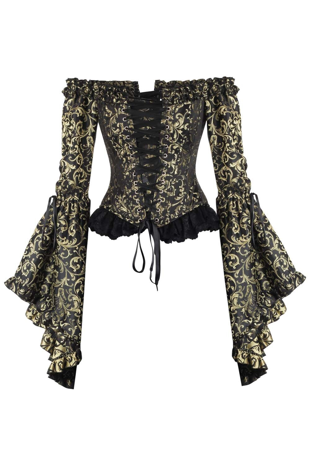 Black Gold Baroque Yumiko Overbust Corset | LUXE NOIR