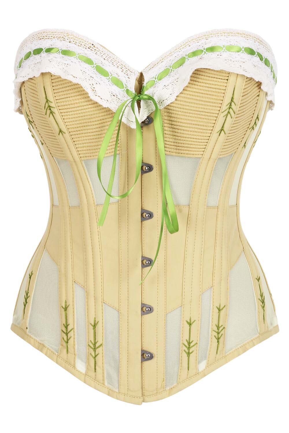Shalonda Butter Yellow Mesh Cotton Waist Training Corset — front view