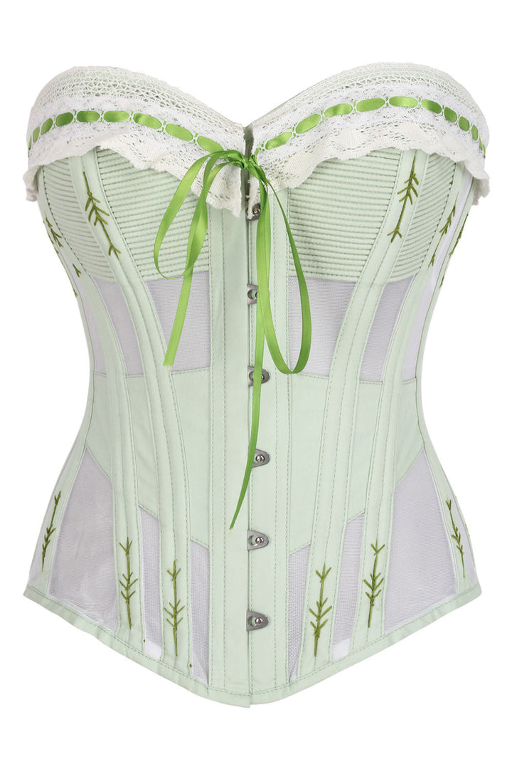 Shalonda Mint Green Mesh Cotton Waist Training Corset — front view