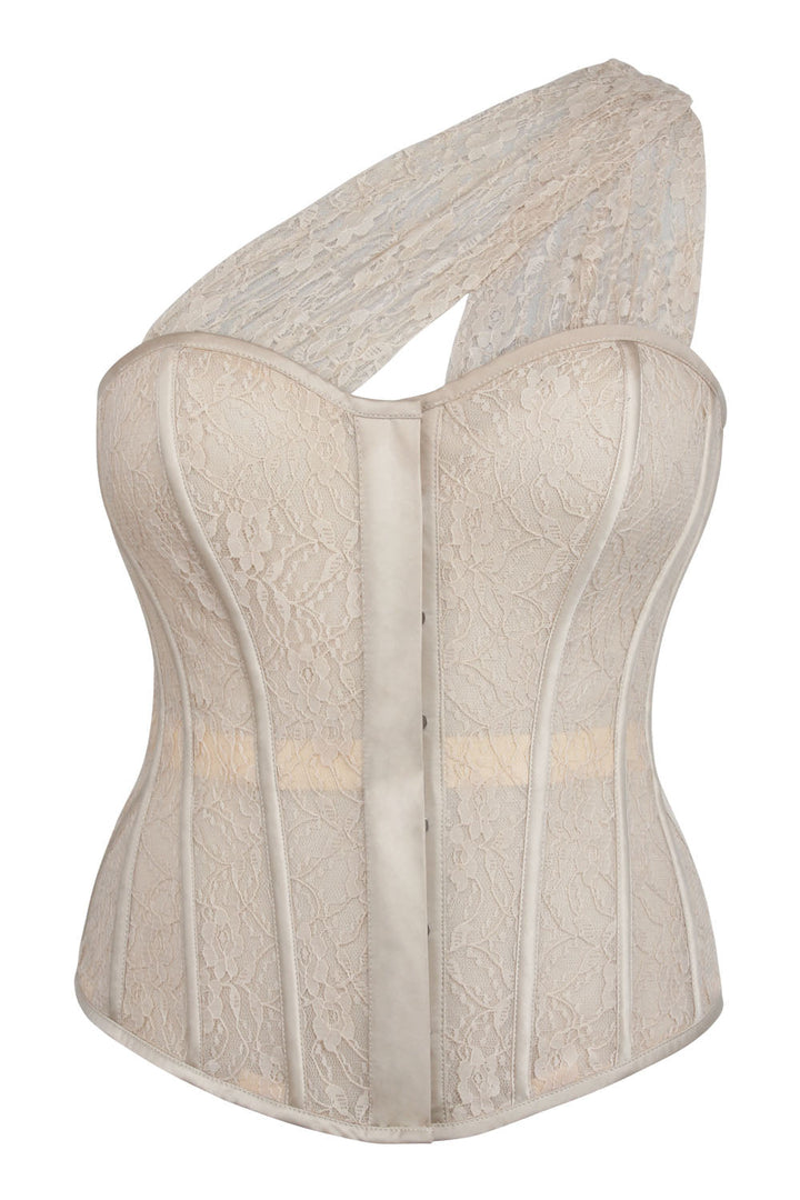Champagne Zelene Overbust Lace Overlay Corset