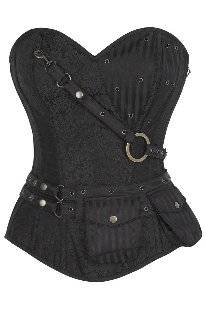 Black Cheray Steampunk Overbust Corset Vest
