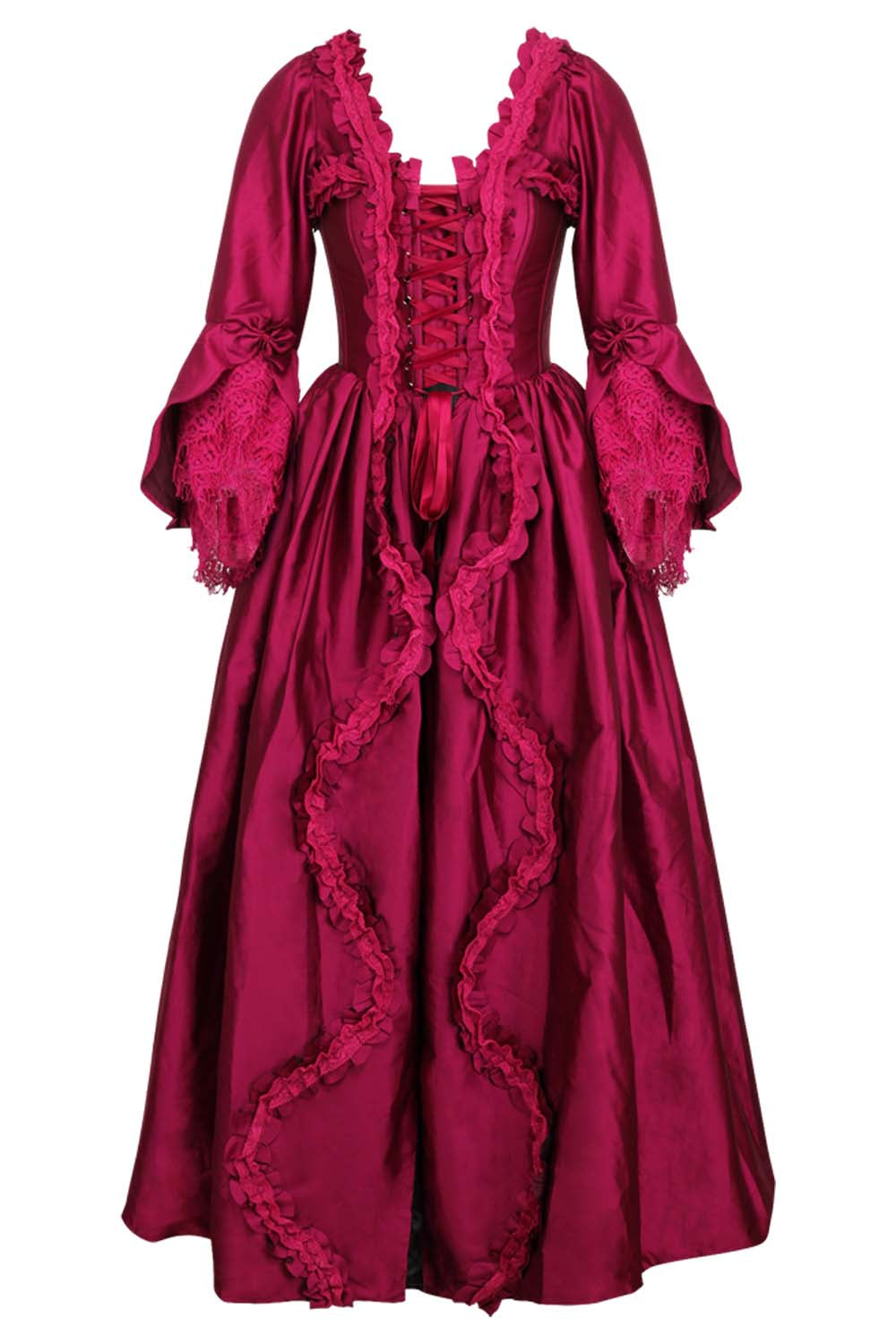 Burgundy Rococo Muse Steel Boned Corset Dress | LUXE NOIR