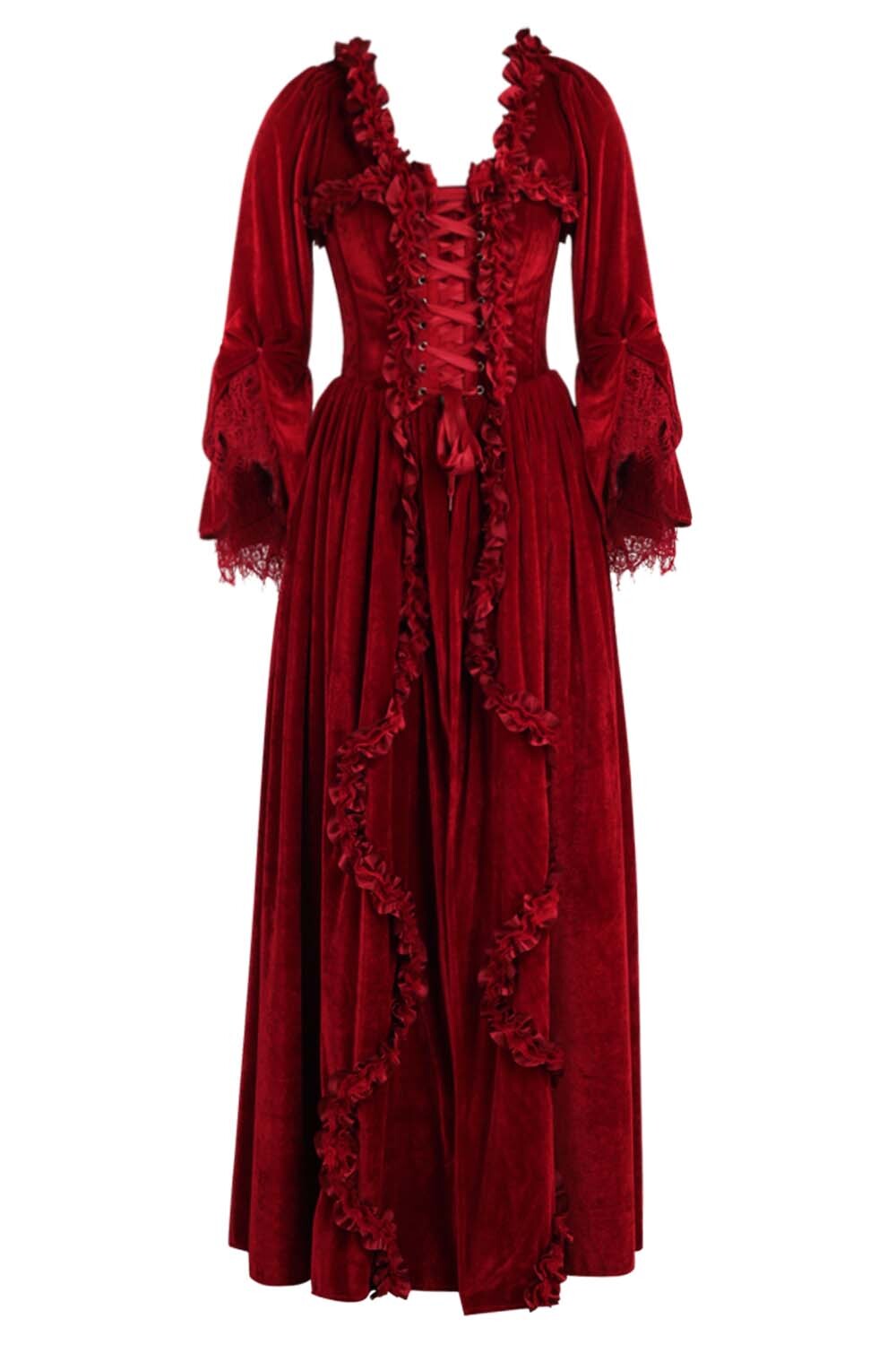 Maroon Rococo Muse Corset Dress | LUXE NOIR
