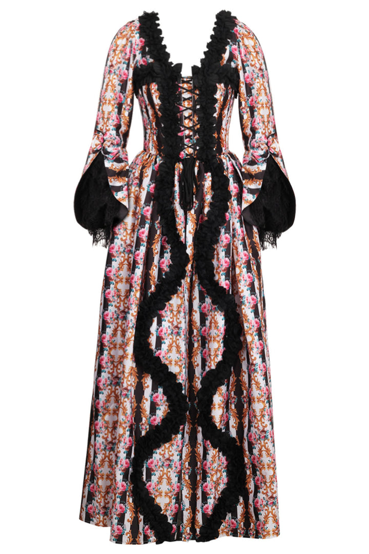 Ivory Rose Rococo Muse Corset Dress with Lace Detailing | LUXE NOIR