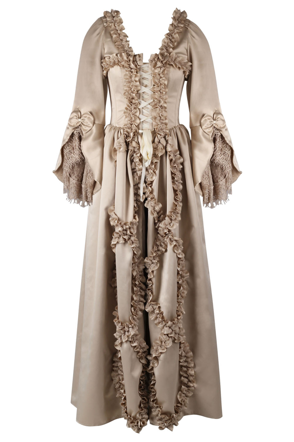 Champagne Rococo Muse Duchess Satin Corset Dress | LUXE NOIR