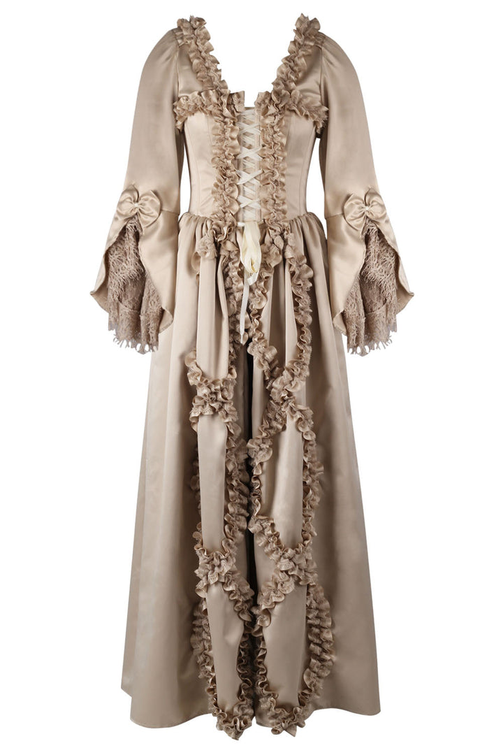 Champagne Rococo Muse Duchess Satin Corset Dress | LUXE NOIR