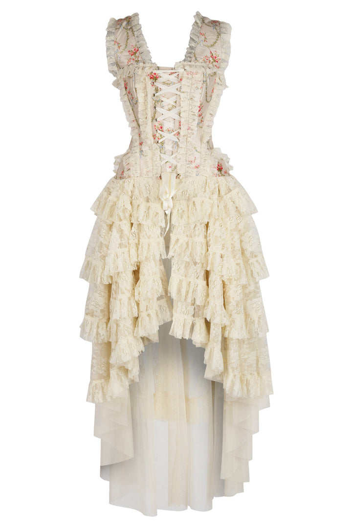 Ivory Floral Anastasia Rococo Corset Dress | LUXE NOIR