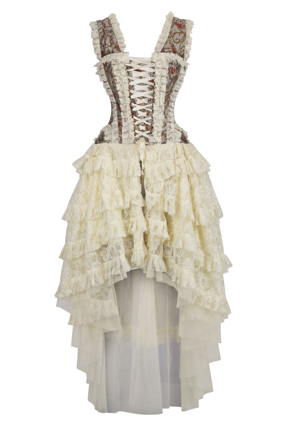 Ivory Anastasia Rococo Steel Boned Corset Dress | LUXE NOIR