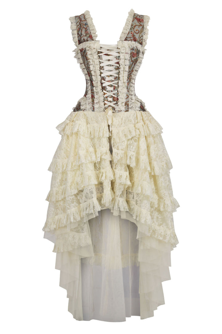 Ivory Anastasia Rococo Steel Boned Corset Dress | LUXE NOIR