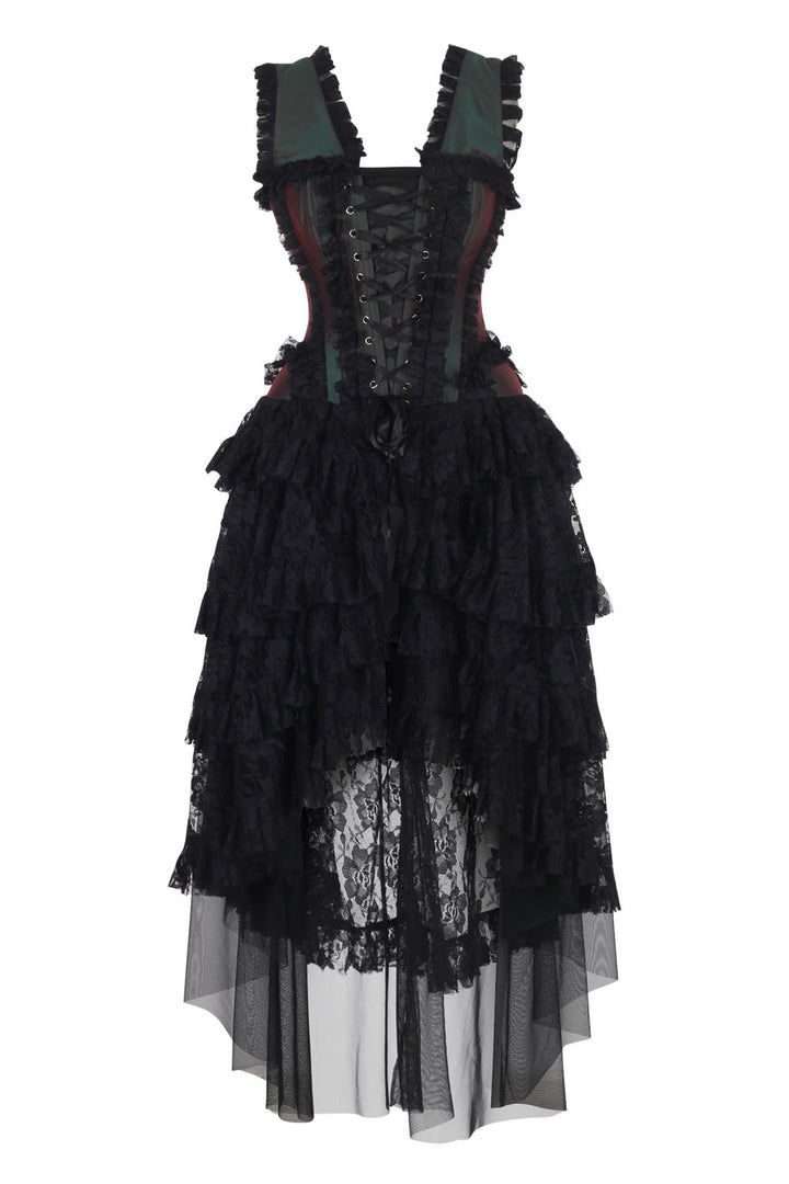 Emerald Burgundy Anastasia Rococo Corset Dress | LUXE NOIR