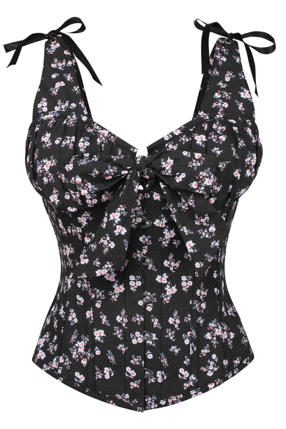 Black Darnisha Floral Digital Printed Overbust Corset
