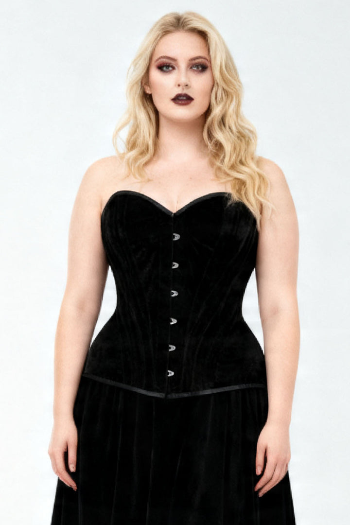 Novalee Midnight Black Gothic Overbust Velvet Corset
