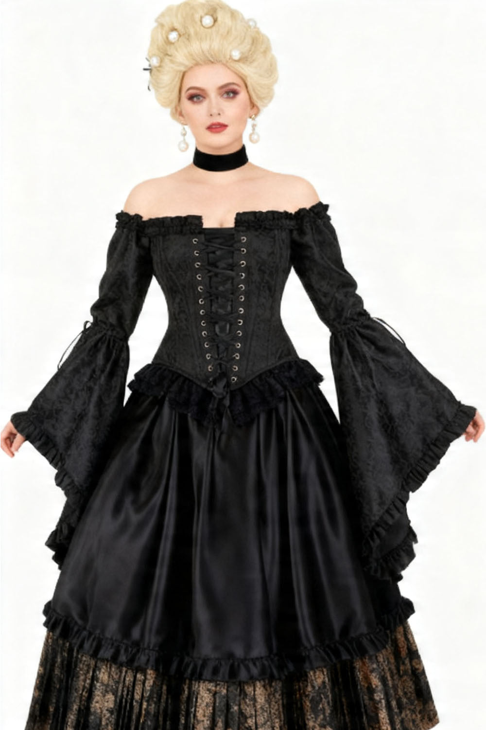 Midnight Black Yumiko Rococo Overbust Corset - view 4 | LUXE NOIR