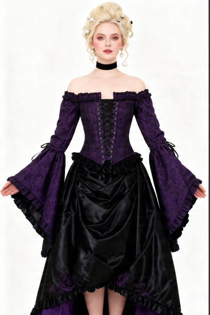 Deep Purple Yumiko Rococo Overbust Off Shoulder Corset - view 4 | LUXE NOIR