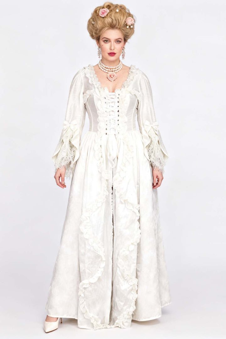 Ivory Rococo Muse Corset Dress with Bell Sleeves - view 4 | LUXE NOIR