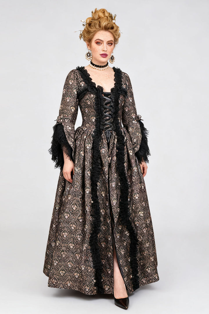 Bronze Rococo Muse Steel Boned Corset Dress - view 4 | LUXE NOIR