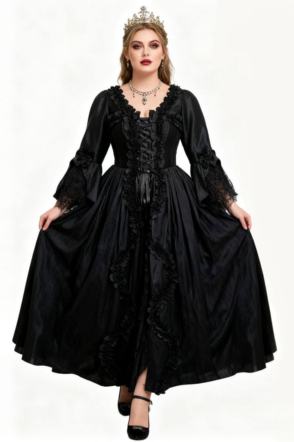 Midnight Black Rococo Muse Corset Dress - view 4 | LUXE NOIR