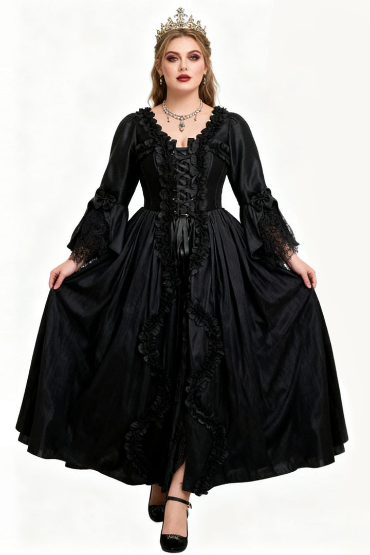Midnight Black Rococo Muse Corset Dress - view 4 | LUXE NOIR