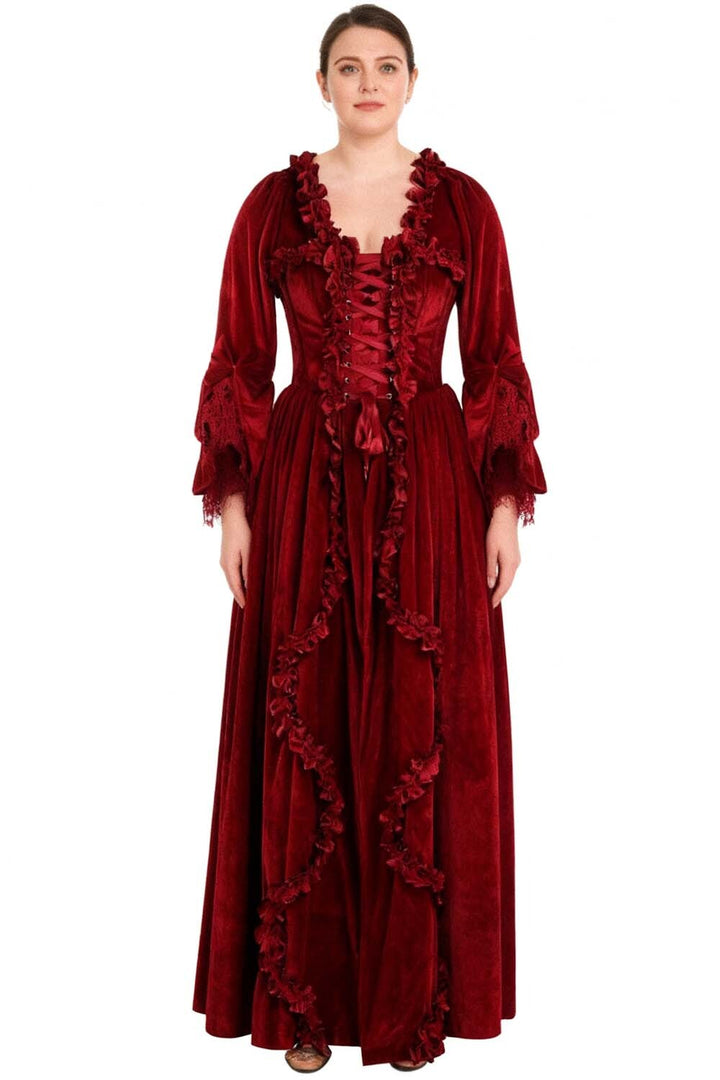 Maroon Rococo Muse Corset Dress - view 4 | LUXE NOIR