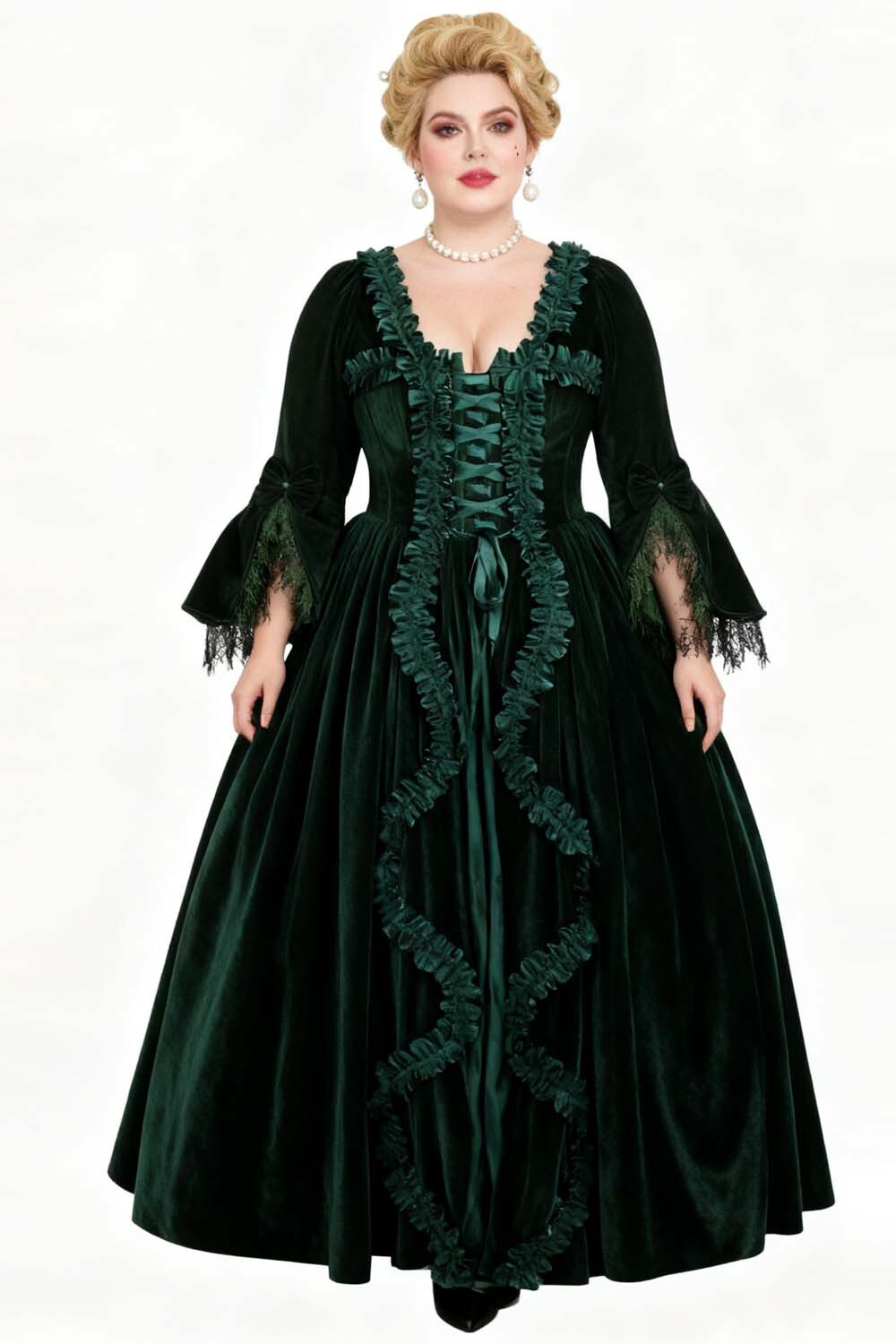 Emerald Green Rococo Muse Corset Dress - view 4 | LUXE NOIR