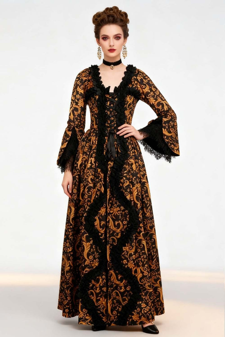 Golden Baroque Rococo Muse Corset Dress - view 4 | LUXE NOIR