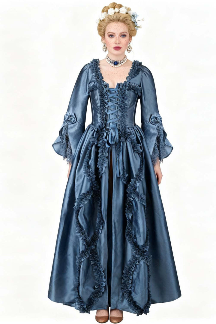 Dusty Blue Rococo Muse Corset Dress - view 4 | LUXE NOIR