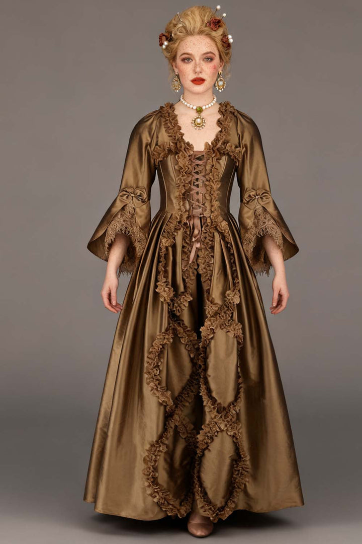Antique Gold Rococo Muse Corset Dress - view 4 | LUXE NOIR