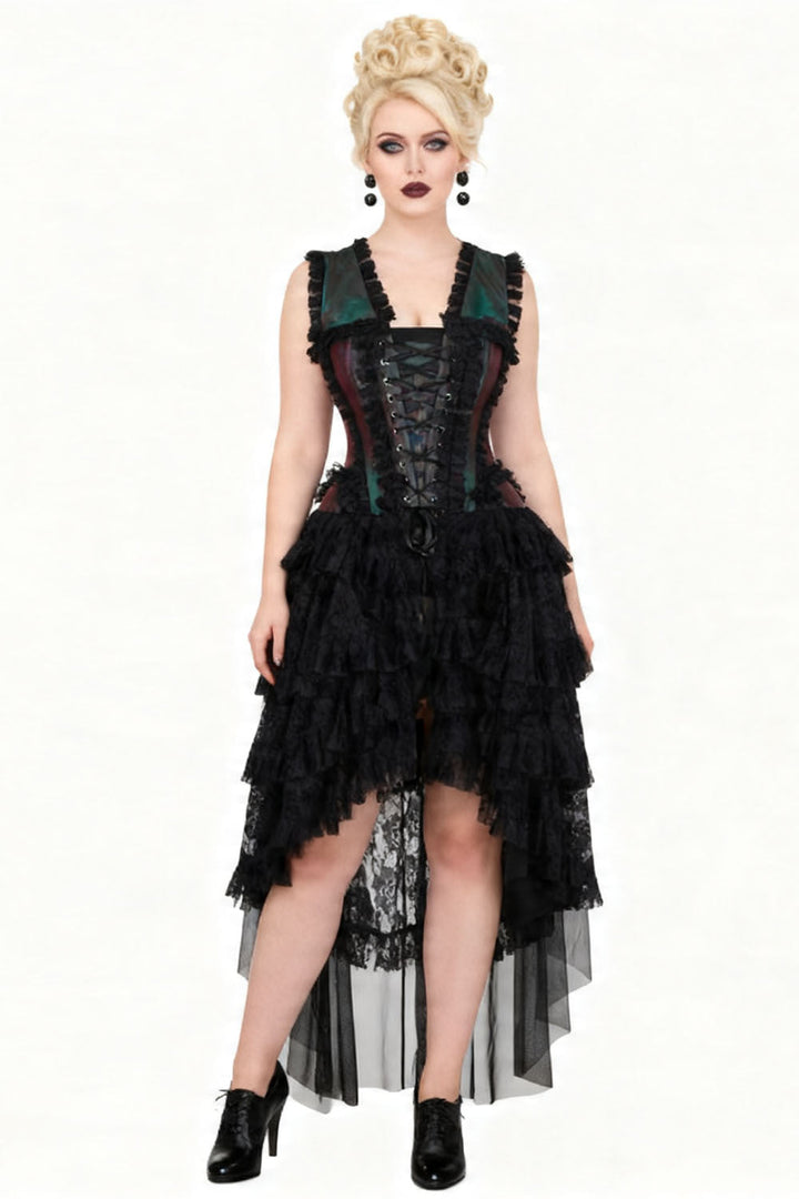 Emerald Burgundy Anastasia Rococo Corset Dress - view 4 | LUXE NOIR