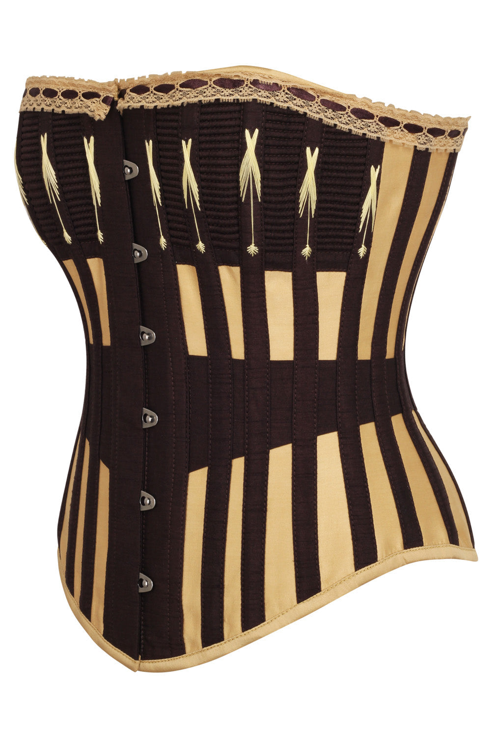 Brown &amp; Gold Striped Joylin Overbust Corset