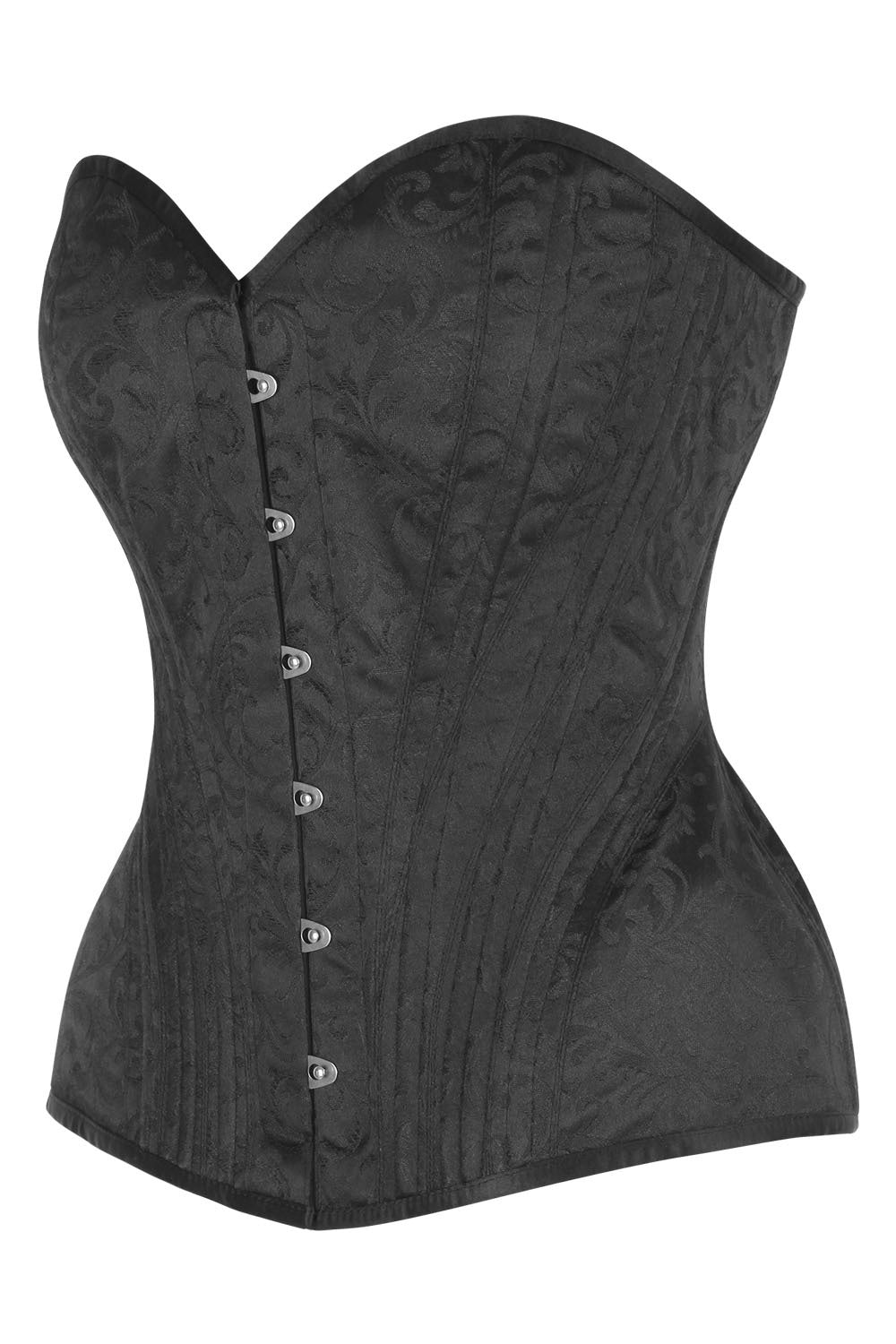 Novalee Black Brocade Overbust Steel Boned Corset