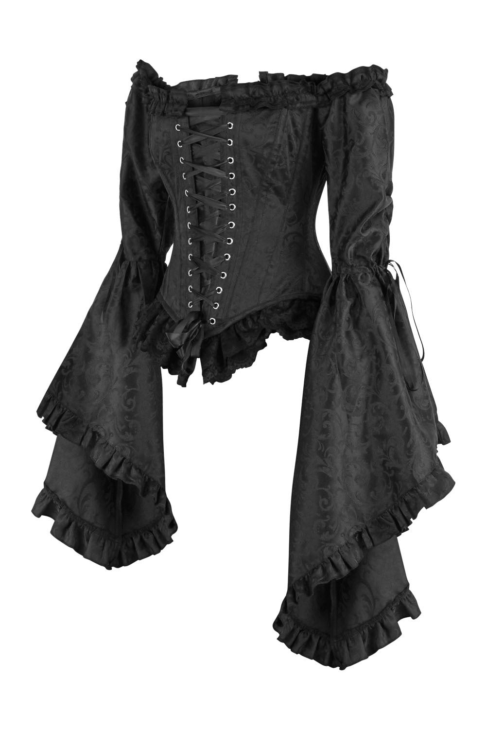 Midnight Black Yumiko Rococo Overbust Corset - view 2 | LUXE NOIR