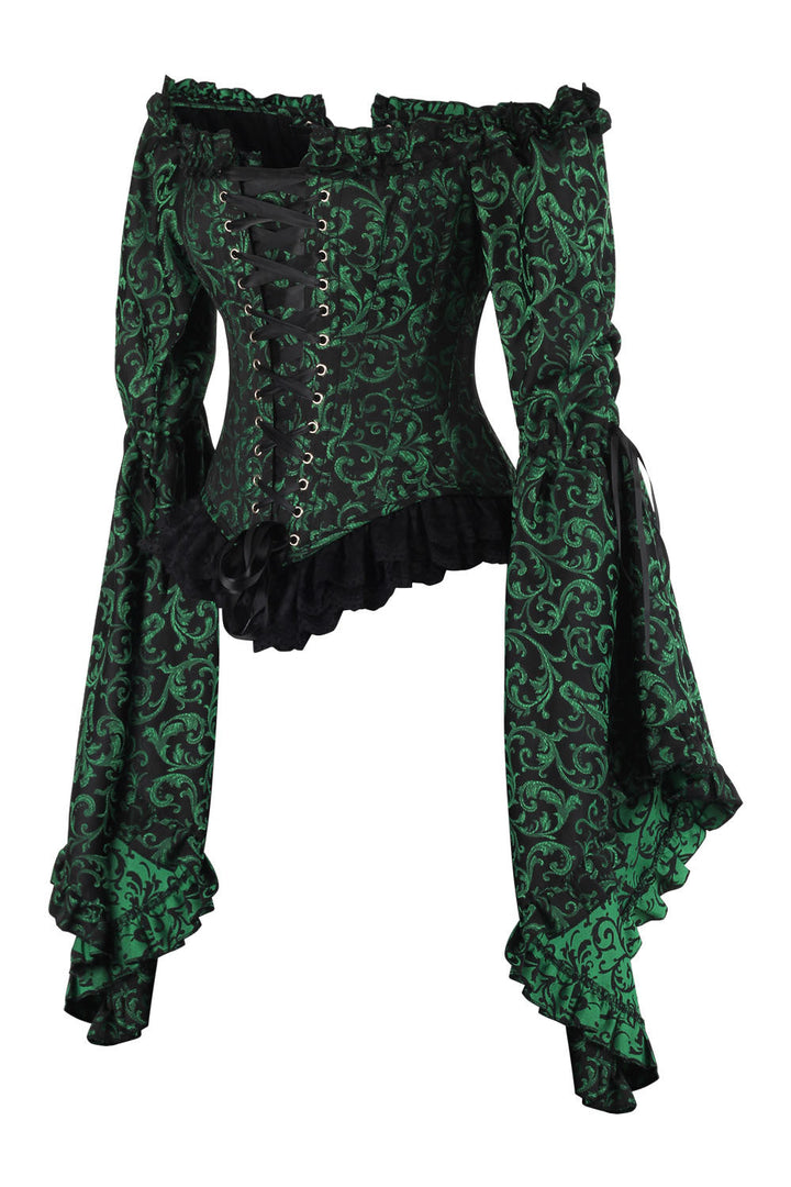 Emerald Black Yumiko Rococo Overbust Off Shoulder Corset - view 2 | LUXE NOIR