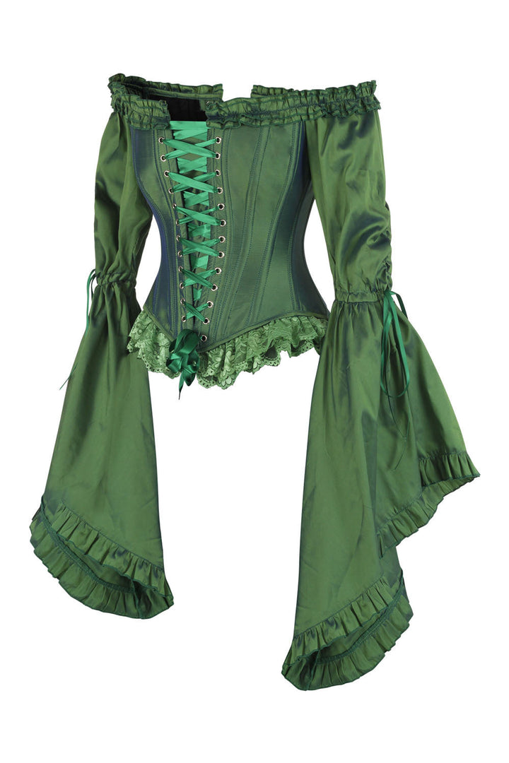 Emerald Yumiko Rococo Overbust Off Shoulder Corset - view 2 | LUXE NOIR