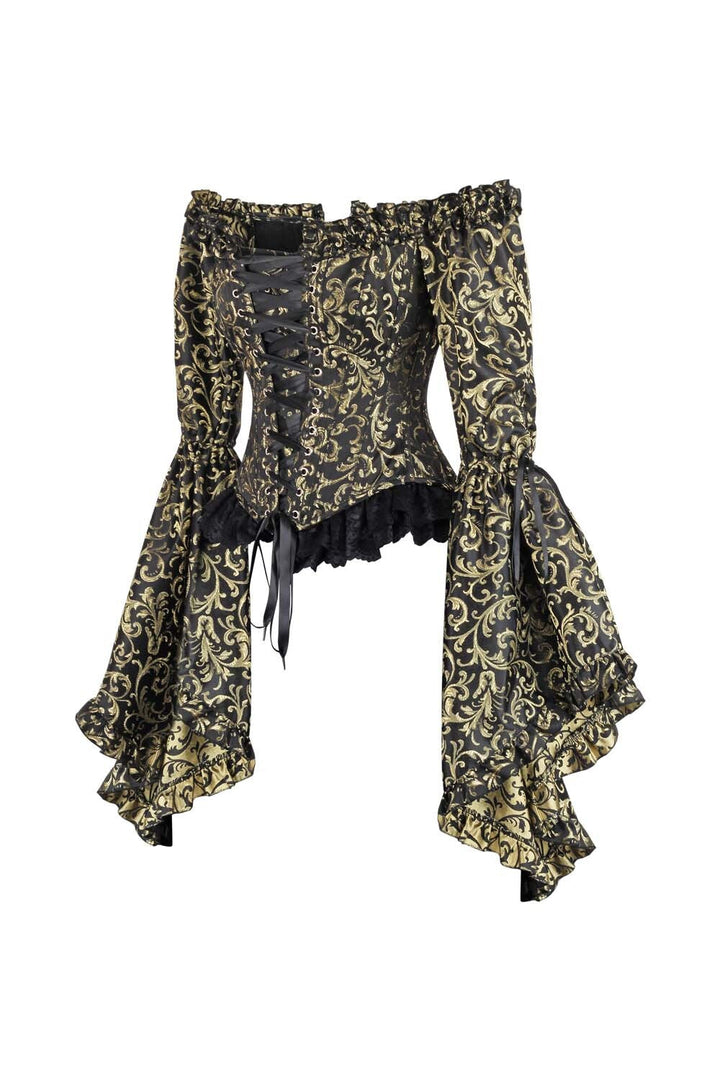 Black Gold Baroque Yumiko Overbust Corset - view 2 | LUXE NOIR