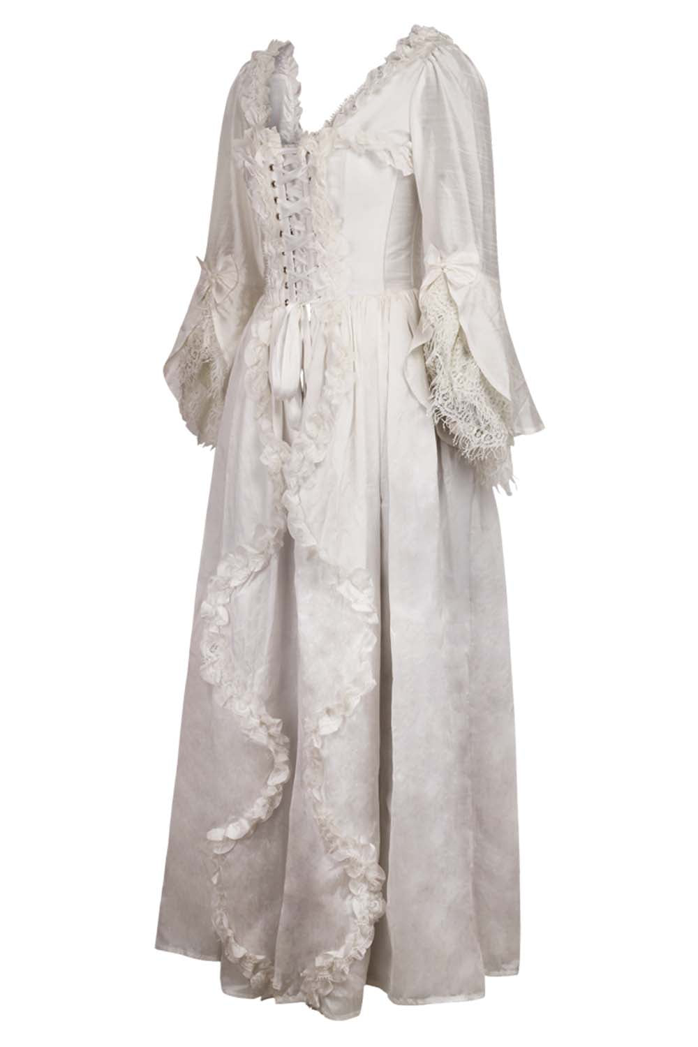 Ivory Rococo Muse Corset Dress with Bell Sleeves - view 2 | LUXE NOIR