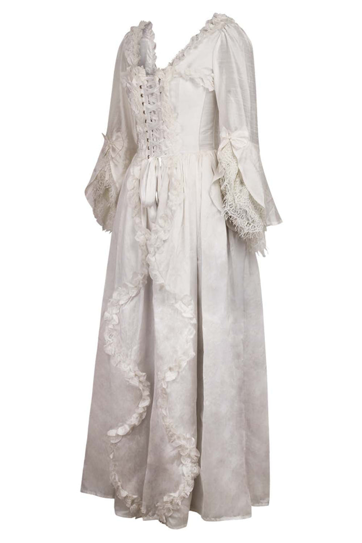 Ivory Rococo Muse Corset Dress with Bell Sleeves - view 2 | LUXE NOIR
