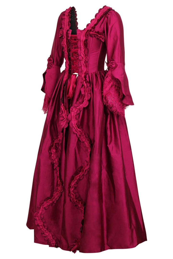 Burgundy Rococo Muse Steel Boned Corset Dress - view 2 | LUXE NOIR