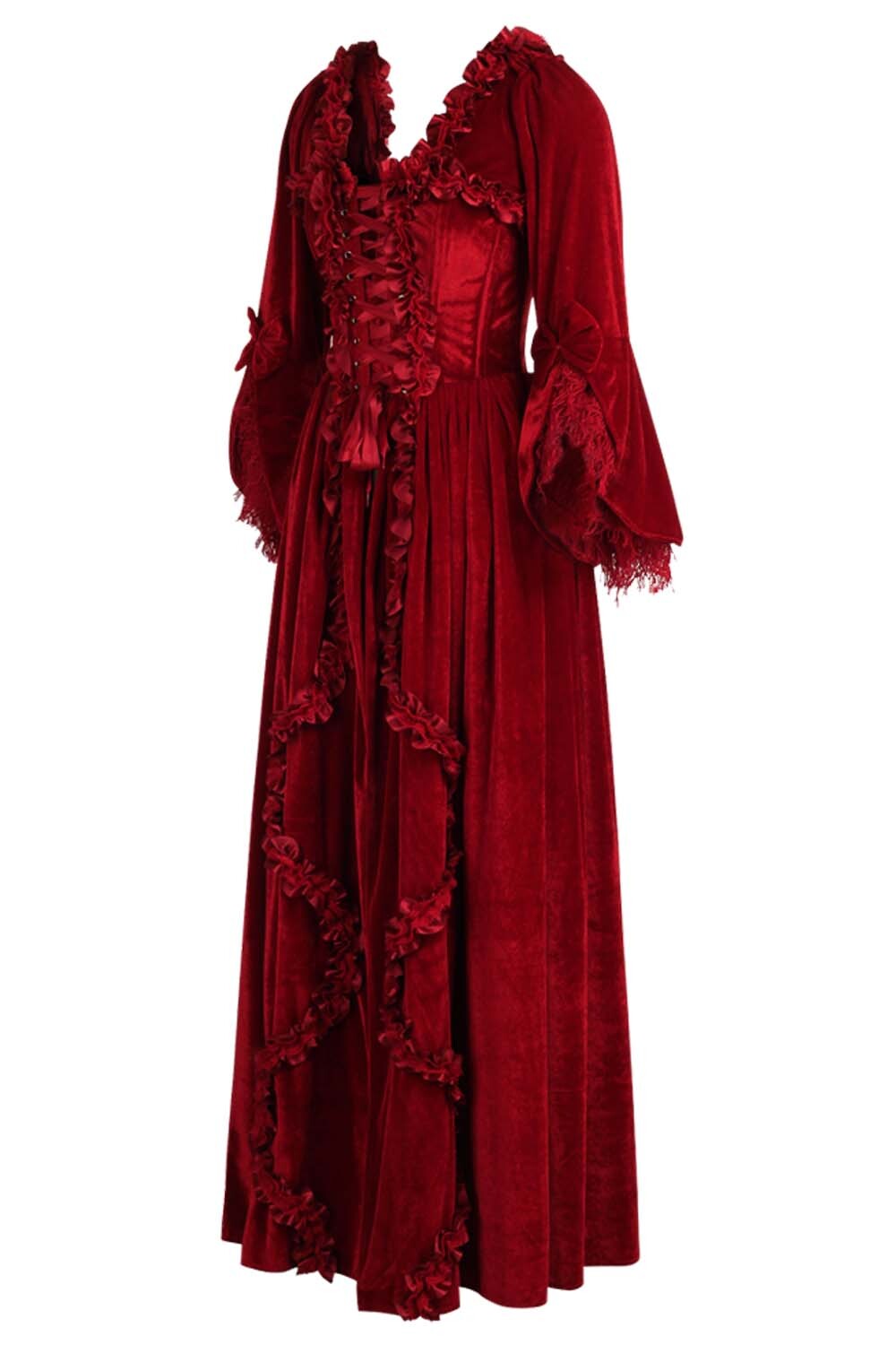 Maroon Rococo Muse Corset Dress - view 2 | LUXE NOIR