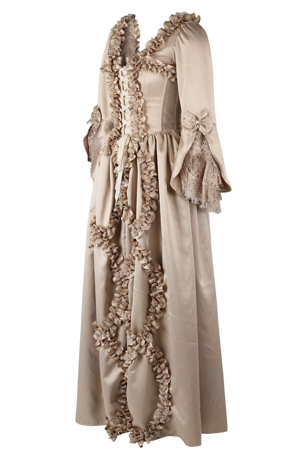 Champagne Rococo Muse Duchess Satin Corset Dress - view 2 | LUXE NOIR