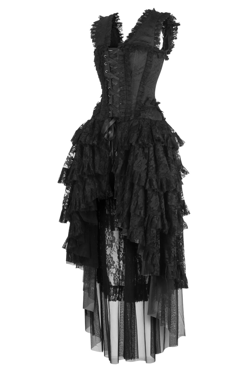Midnight Black Anastasia Rococo Steel Boned Corset Dress - view 2 | LUXE NOIR