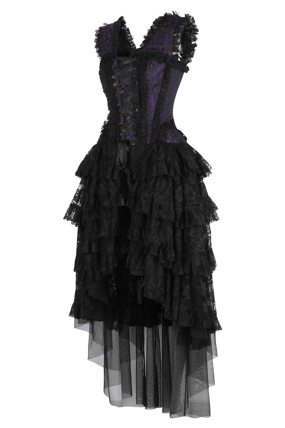 Purple Black Anastasia Rococo Corset Dress - view 2 | LUXE NOIR