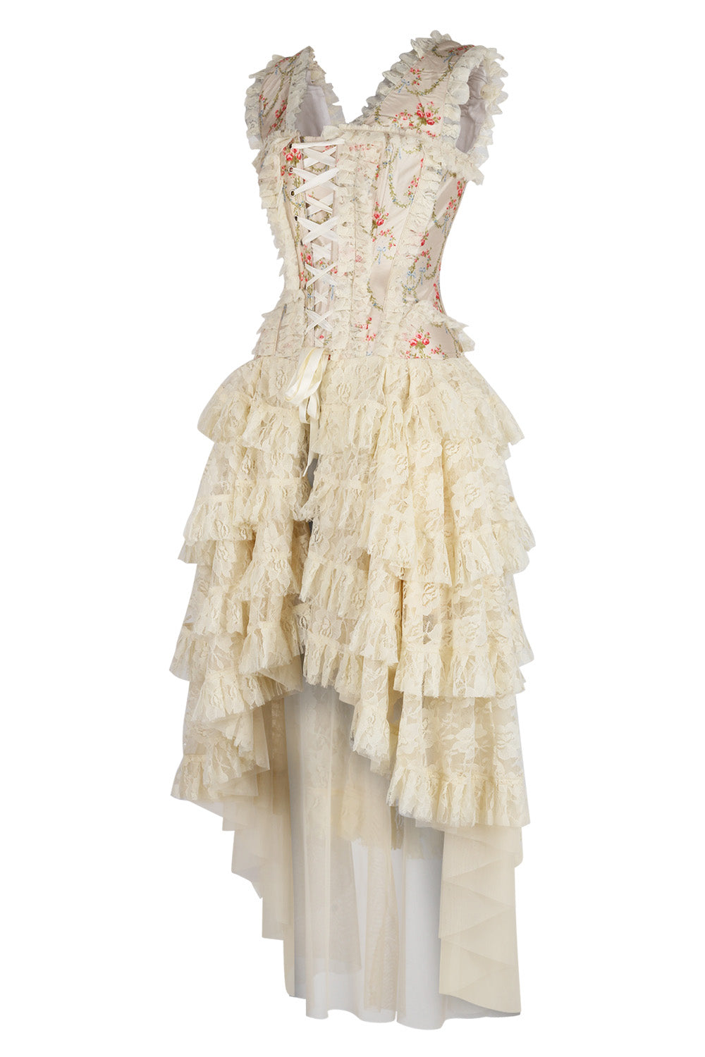 Ivory Floral Anastasia Rococo Corset Dress - view 2 | LUXE NOIR