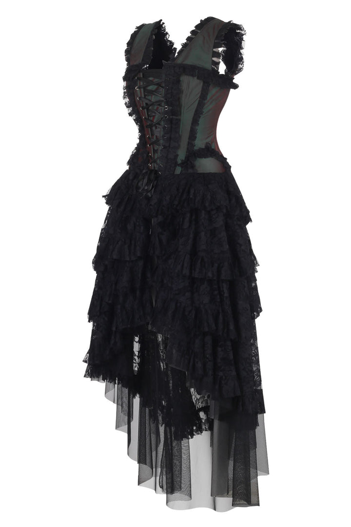 Emerald Burgundy Anastasia Rococo Corset Dress - view 2 | LUXE NOIR