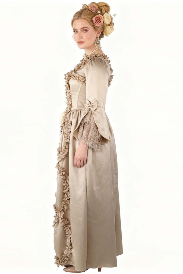Champagne Rococo Muse Duchess Satin Corset Dress - view 5 | LUXE NOIR