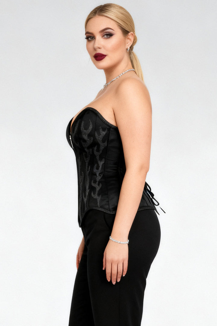 Jenalynn Black Satin with Glitter Overbust Corset